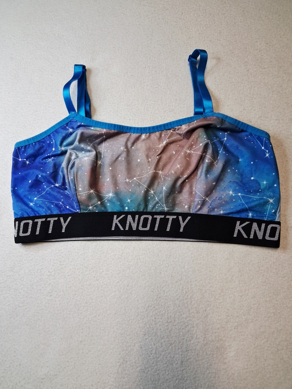 Knotty Girls' Blue Galaxy Print Crop Bralette